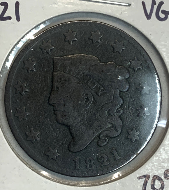 1821 Coronet Head Large Cent, VG