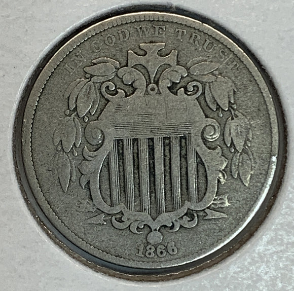 1866 Shield Nickel, VG