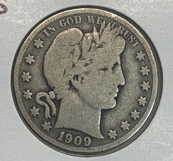 1909-S Barber Half Dollar, VG