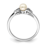 Sterling Silver Rhodium-plated FW Cultured Pearl Ring