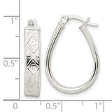 Sterling Silver Polished Geometric Design Teardrop Hoop Earrings