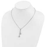 Sterling Silver Rhodium-plated Polished Heart Tassel Necklace