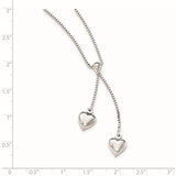 Sterling Silver Rhodium-plated Polished Heart Tassel Necklace