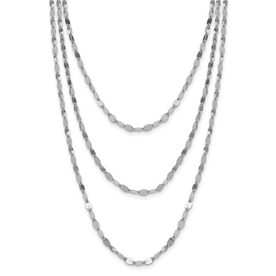 Leslie's Sterling Silver Rhodium-plated Polished Multi-strand Necklace