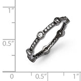 Sterling Silver Black Rhodium and CZ True Fire Ring