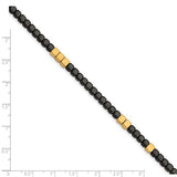 Chisel Stainless Steel Brushed Yellow IP-plated with Square Hematite Beads 7 inch Bracelet with 1.25 inch Extension