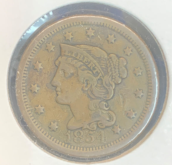 1854 Large Cent, VF