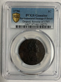 1796 Draped Large Cent F Details PCGS.