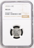 1915-S Barber Dime, MS64, NGC (17061)