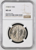 1938-D Walking Liberty Half Dollar, MS64 NGC (17070) Key Date