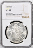 1880-CC Morgan Silver Dollar, MS63 NGC (17102)