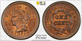 1851 Braided Hair Large Cent, N-12 MS64RB PCGS, (14989)