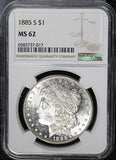 1885-S Morgan Silver Dollar, MS-62 NGC.