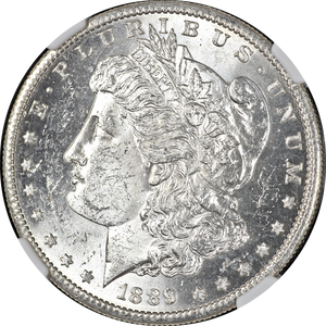 1889-S Morgan Silver Dollar, MS-62 NGC.