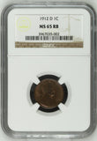 1912-D Lincoln Wheat Cent, MS65RB NGC. (14866)