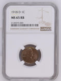 1918-D Lincoln Wheat Cent, MS65RB, NGC  (14844)