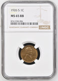 1926-S Lincoln Wheat Cent, MS65RB NGC, (14826)