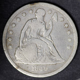 1840 Seated Liberty  Silver Dollar, VG