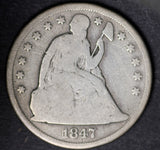 1847 Seated Liberty  Silver Dollar, Good