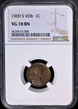 1909-S VDB Lincon Cent, VG-10 NGC