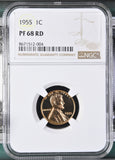 1955-P Lincoln Wheat Cent, Proof 68 Red NGC. (60426-1)