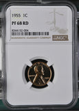 1955-P Lincoln Wheat Cent, Proof 68 Red NGC. (60426-3)