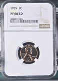 1955-P Lincoln Wheat Cent, Proof 68 Red NGC. (60426-5)