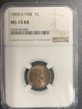 1909-SVDB Lincoln Cent, MS63RB NGC, The Key Date, Great Eye Appeal!