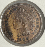 1908 Indian Head Cent, MS60+ BN, (10321)