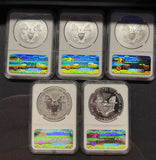 2011 5pc Set 25Th Anniversary Silver Eagles (5) MS-PF69 NGC