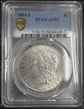 1884-S Morgan Silver Dollar, AU55 PCGS Gold Shield (10363)