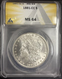 1881-CC Morgan Silver Dollar, MS64  ANACS (10390)