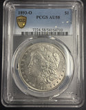 1893-O Morgan Silver Dollar, AU58 PCGS Gold Shield (10441)