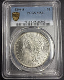 1894-S Morgan Silver Dollar, MS61, PCGS Gold Shield (10466)