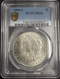 1888-S Morgan Silver Dollar, MS63, PCGS Gold Shield (10481)