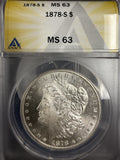 1878-S Morgan Silver Dollar, MS63, ANACS (10499)
