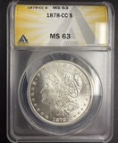 1878-CC Morgan Silver Dollar, MS63, ANACS (10502)