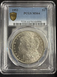 1893 Morgan Silver Dollar, MS64, PCGS Gold Shield (10574)