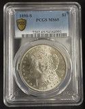 1890-S Morgan Silver Dollar, MS65, PCGS Gold Shield (10578)