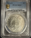 1883-CC Morgan Silver Dollar, MS63, PCGS Gold Shield  (10596)