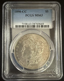 1890-CC Morgan Silver Dollar, MS63, PCGS  (10608)