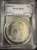 1885-CC Morgan Silver Dollar, MS64, PCGS  (10611)