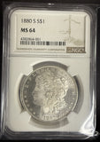 1880-S Morgan Silver Dollar, MS64 NGC (10765)