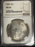 1885 Morgan Silver Dollar, MS64 NGC (10771)
