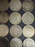 Circulated Peace/Morgan Silver Dollars, Roll of 20