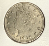 1901 Liberty "V" Nickel, AU+, (10978)