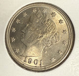 1901 Liberty "V" Nickel, MS60+, (10980)