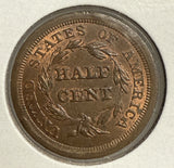 1857 Braided Hair Half Cent, MS60+ RB (11144)