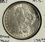 1887 Morgan Silver Dollar, MS60+ Struck Through (11241)