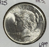 1925 Peace Silver Dollar, MS60+ (11255)
